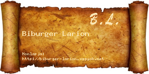 Biburger Larion névjegykártya